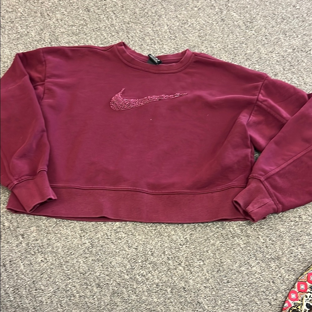 Nike Red Crop Boxy Long Sleeve Sweatshirt